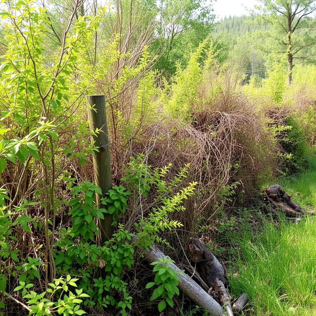 Before — Buried fence line → Clean line